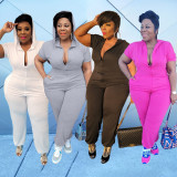 Deep V plus size 5XL jumpsuit Q7186