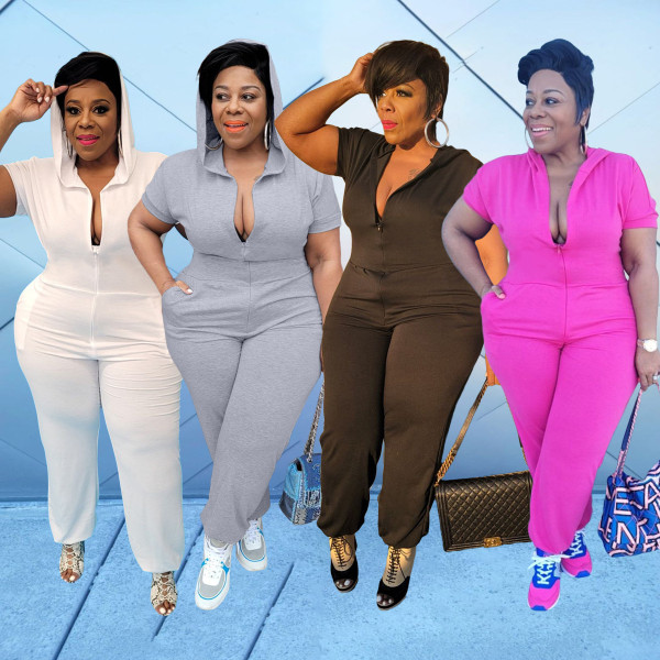 Deep V plus size 5XL jumpsuit Q7186