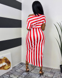 Irregular fashion casual striped two-piece suit Q7170