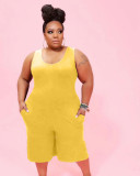 Women's new plus size casual solid color jumpsuit Q7184