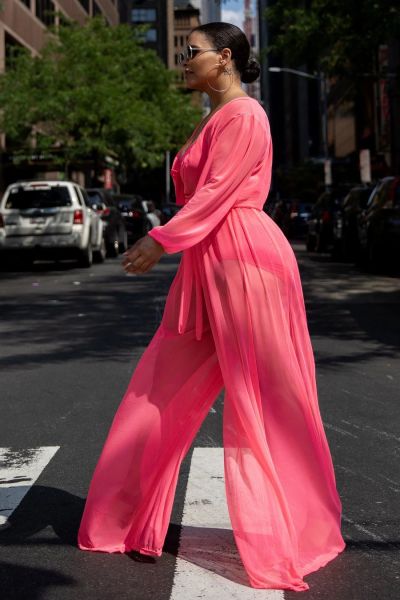 Sexy see-through mesh plus size women's jumpsuit Q7198