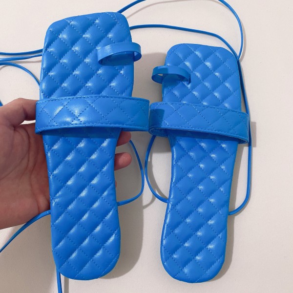 New style all over toe sandals women's plus size one word flat square toe sandals S640854820934