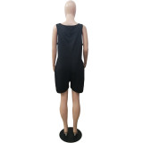 Women's new plus size casual solid color jumpsuit Q7184