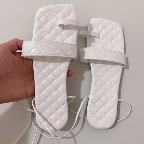 New style all over toe sandals women's plus size one word flat square toe sandals S640854820934