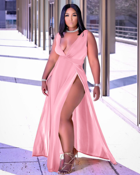 Sexy casual style sleeveless V-neck dress Q7205