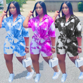 Women's casual tie-dye two-piece suit Q77209