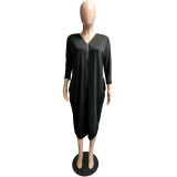 Fashion dress with front and back zipper neckline Q7178