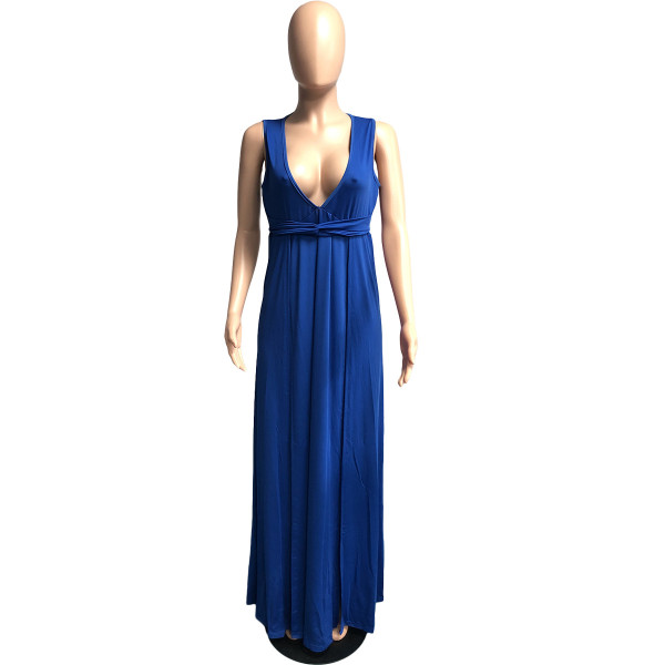 Sexy casual style sleeveless V-neck dress Q7205
