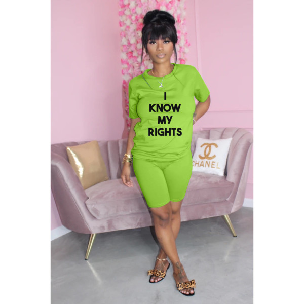 Casual street letter printing two-piece suit Q7183