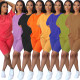 Cotton solid color casual loose large size T-shirt and two-piece shorts L225