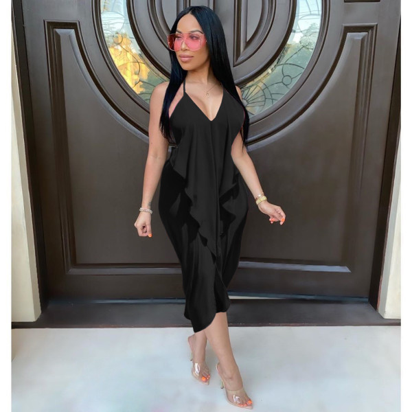 Irregular ruffle dress Q77210