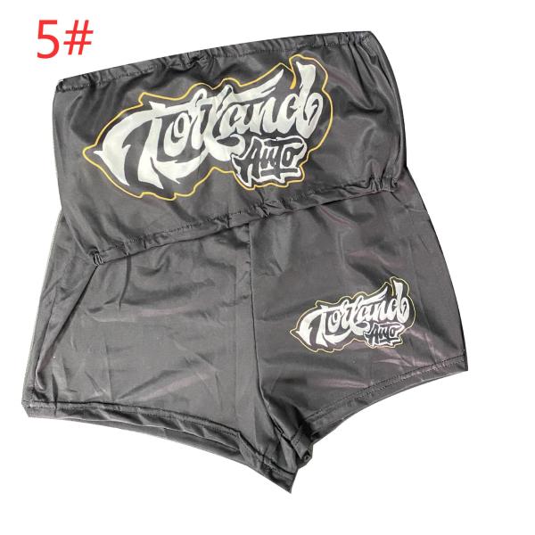Two-piece set of solid color printed wrap-up top and shorts TC070
