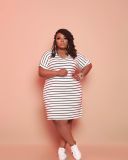 Striped Printed Dress Women's L-5XL Homewear TC074