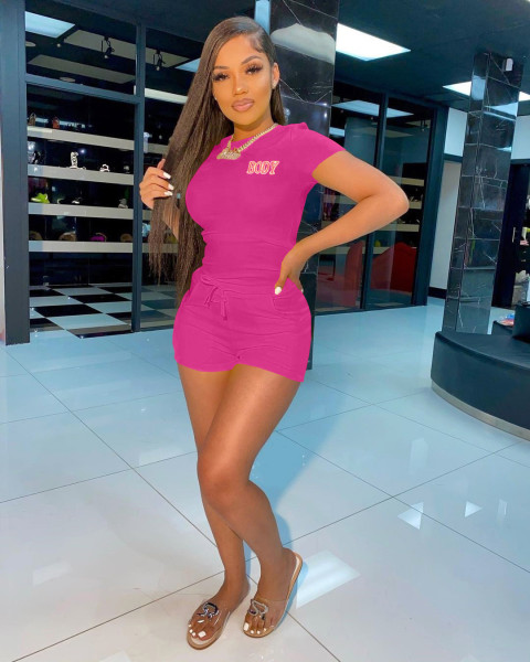 Leisure sports body printing two-piece suit L212