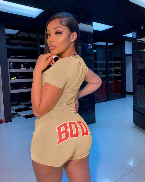 Leisure sports body printing two-piece suit L212