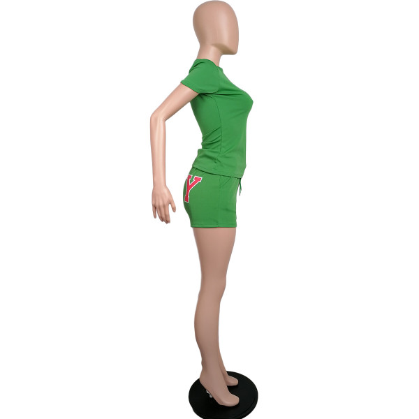 Leisure sports body printing two-piece suit L212