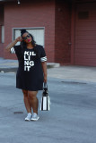 Plus size women's casual printed dress TC067