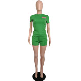 Leisure sports body printing two-piece suit L212