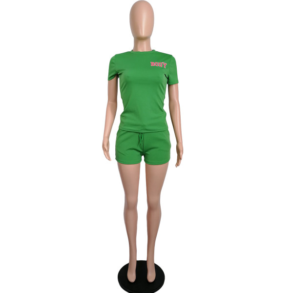 Leisure sports body printing two-piece suit L212