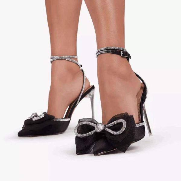 Crystal stiletto bow rhinestone pointed sandals S633326198470