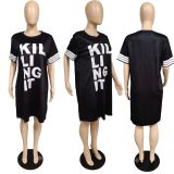 Plus size women's casual printed dress TC067