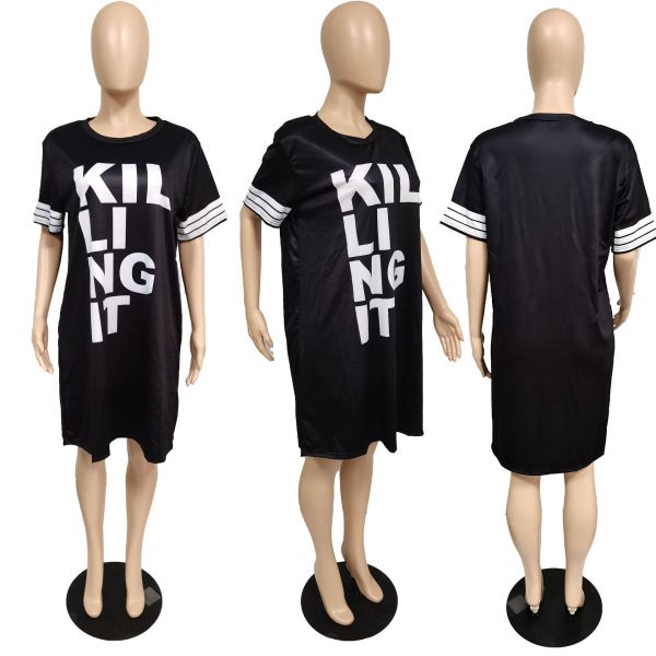 Plus size women's casual printed dress TC067