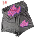 Two-piece set of solid color printed wrap-up top and shorts TC070