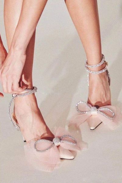 Crystal stiletto bow rhinestone pointed sandals S633326198470