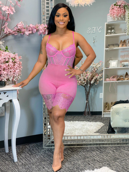 Corset cartilage sling lace casual sexy jumpsuit QJ5250