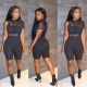Fashion asymmetric pit strip one-shoulder mesh two-piece suit AJ4340