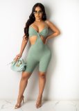 Oversized women's net yarn flocking pattern bodysuit one-piece pants AJ4334