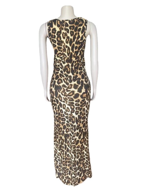 Stretch snake print leopard print dress AJ4344