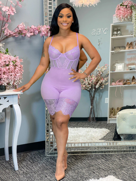 Corset cartilage sling lace casual sexy jumpsuit QJ5250
