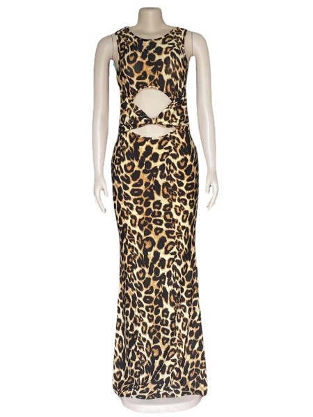 Stretch snake print leopard print dress AJ4344