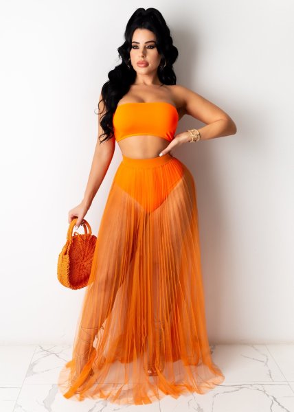 Mesh see-through beach skirt half skirt women's clothing AJ4341