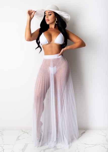 Mesh see-through beach skirt half skirt women's clothing AJ4341