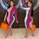 Multicolor color matching pit strip stretch five-point pants skinny jumpsuit AJ4333