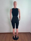 Hanging strips embroidered letters elastic thread slim two-piece suit XM6124