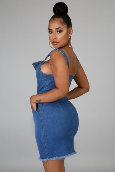 New women's wash water milled white sleeveless sling backless sexy denim dress A3271