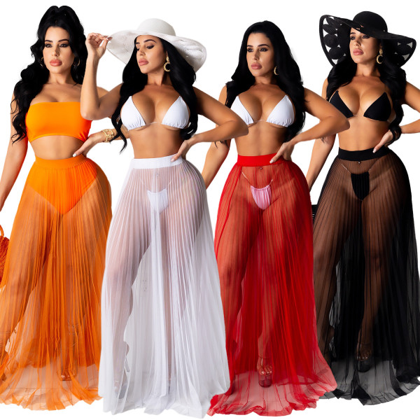 Mesh see-through beach skirt half skirt women's clothing AJ4341