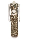 Stretch snake print leopard print dress AJ4344