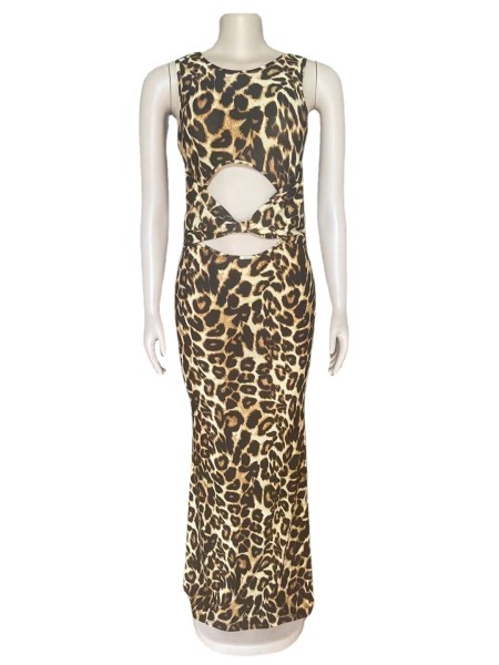 Stretch snake print leopard print dress AJ4344