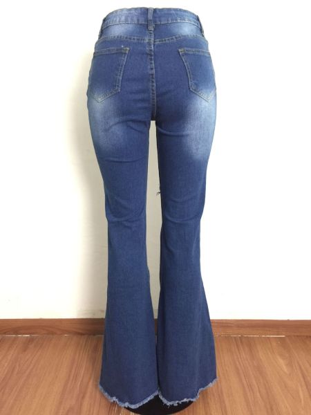 Washed and worn white sexy flared jeans A3280