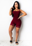 Embroidered letters stretch thread suspender shorts SJ3321