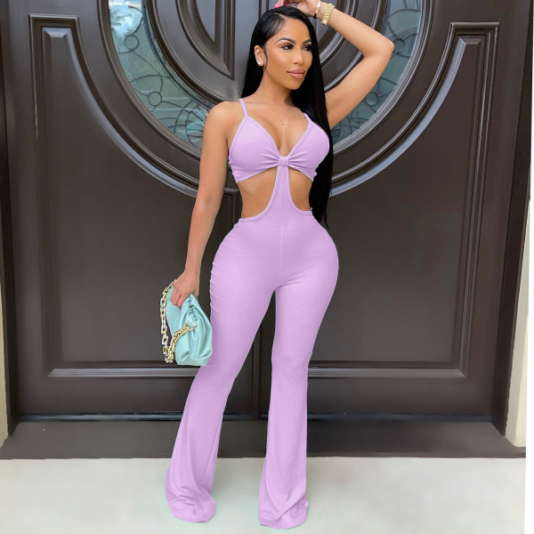 Nightclub sexy eye-net jumpsuit stretch slim fit flared jumpsuit AJ4338