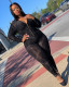 Oversized women's net yarn flocking pattern bodysuit one-piece pants QJ6863