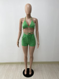 Simple and fashionable solid color halterneck bikini two-piece suit DY1062