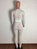 Nightclub sexy mesh high stretch sexy casual sports suit A3278