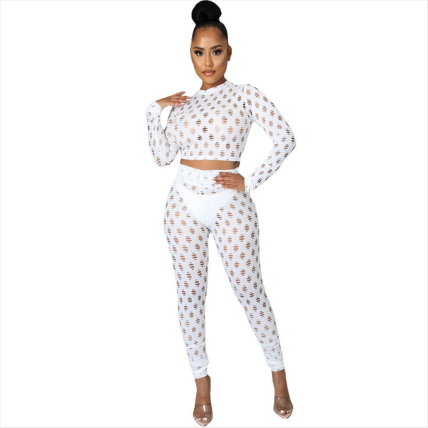 Nightclub sexy mesh high stretch sexy casual sports suit A3278
