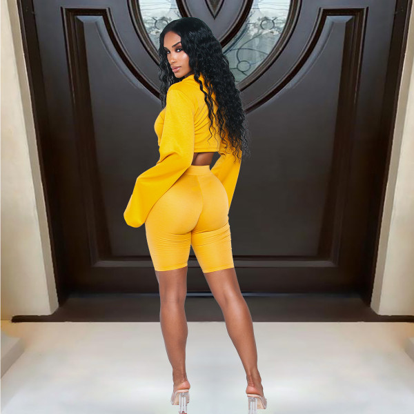 Fashion trumpet sleeve women's suit DY1058